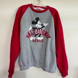 Disney Red and Gray Crewneck Sweater